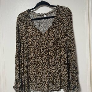 Old Navy Animal Print V-Neck Blouse